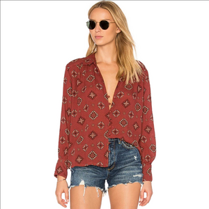 Amuse Society Red Patterned Blouse